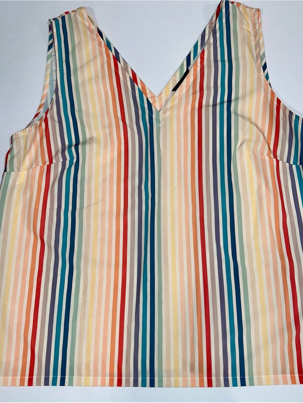 Eddie Bauer Multi-Color Lightweight Stripe V-Neck Tank
